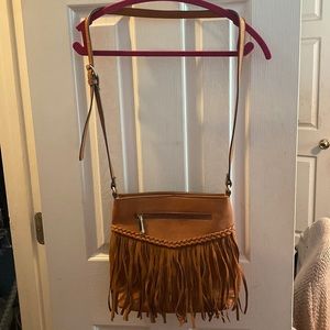 Brown fringe crossbody bag